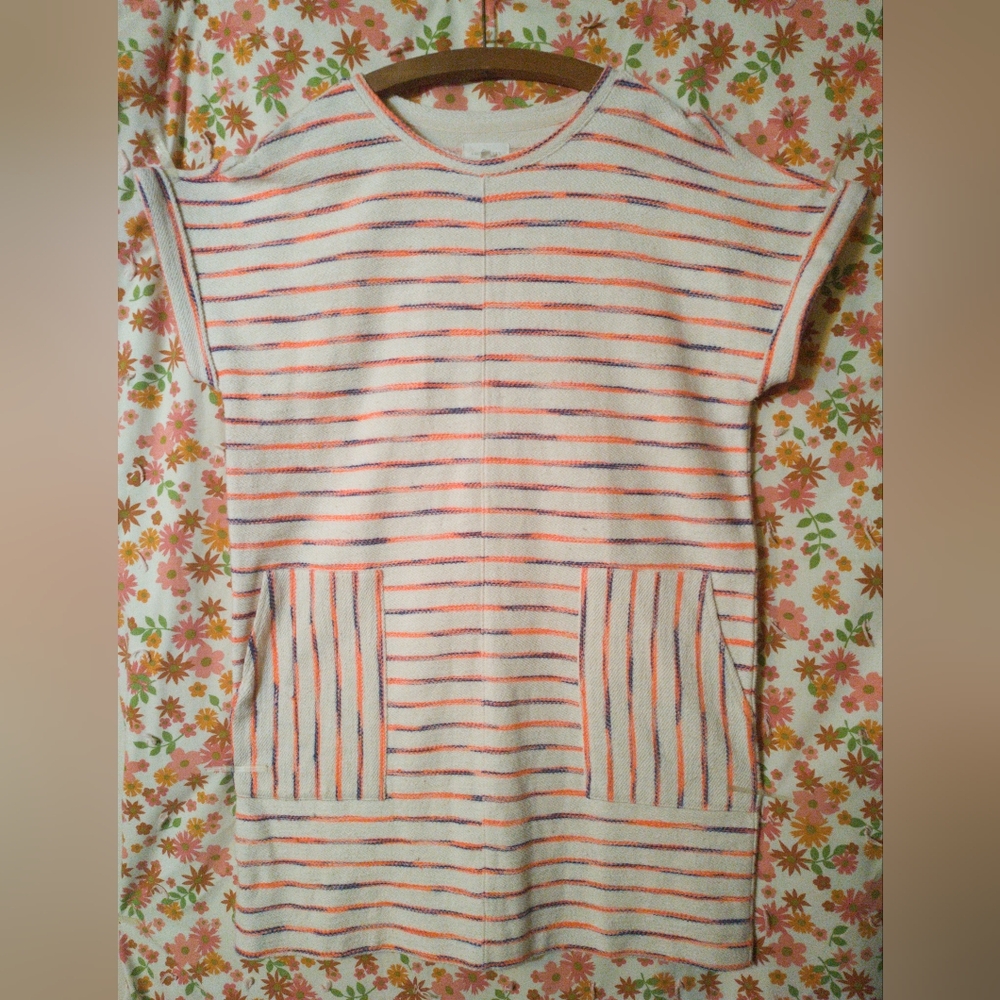 Lou & Grey French Terry Dress with Bubblegum Pink and Blue Accents